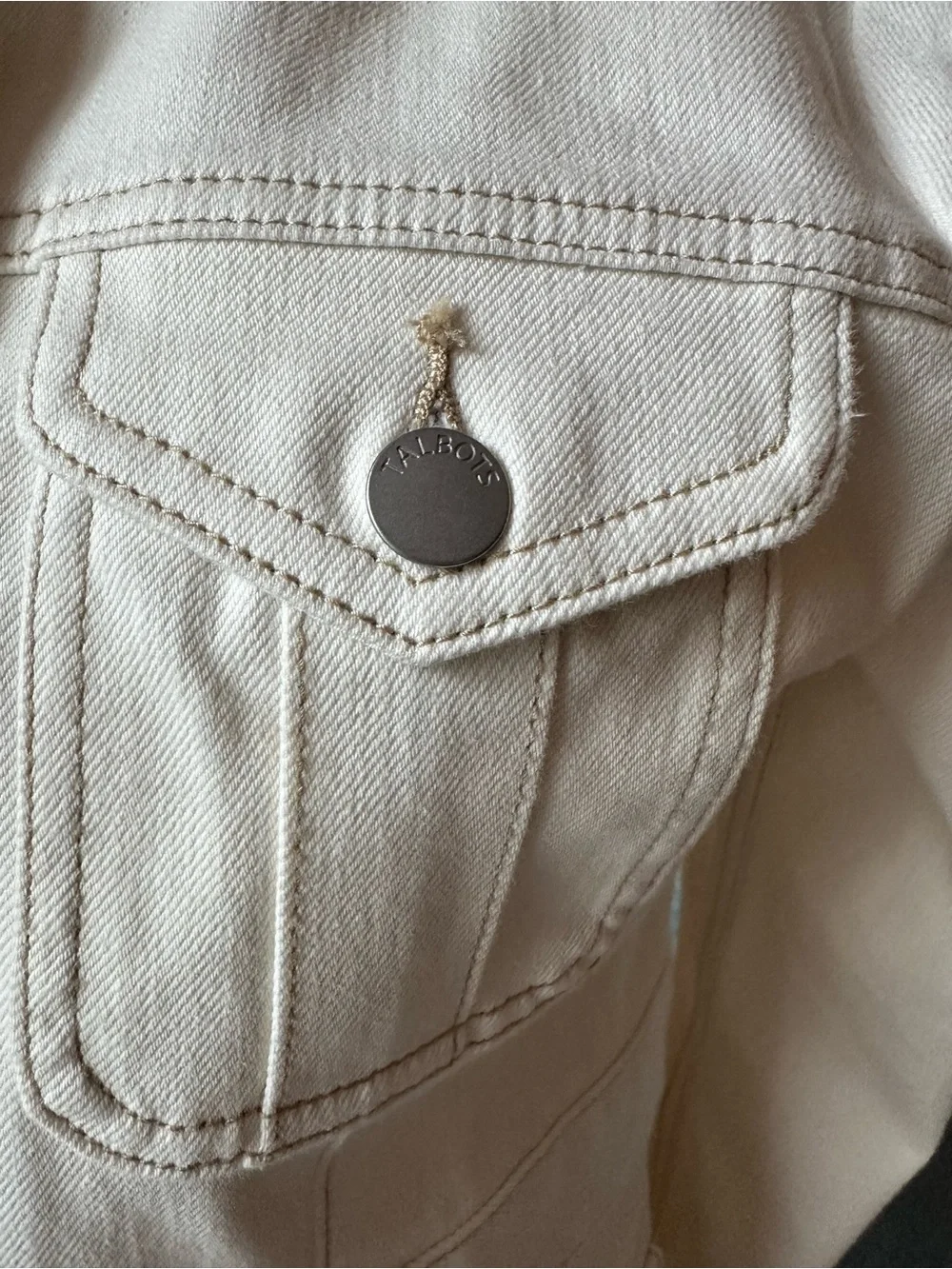 Talbots Cream Utility Jacket with Stand Collar